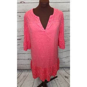 Vineyard Vines Paradise Pink Flutter‎ Sleeve Linen Dress Size 8